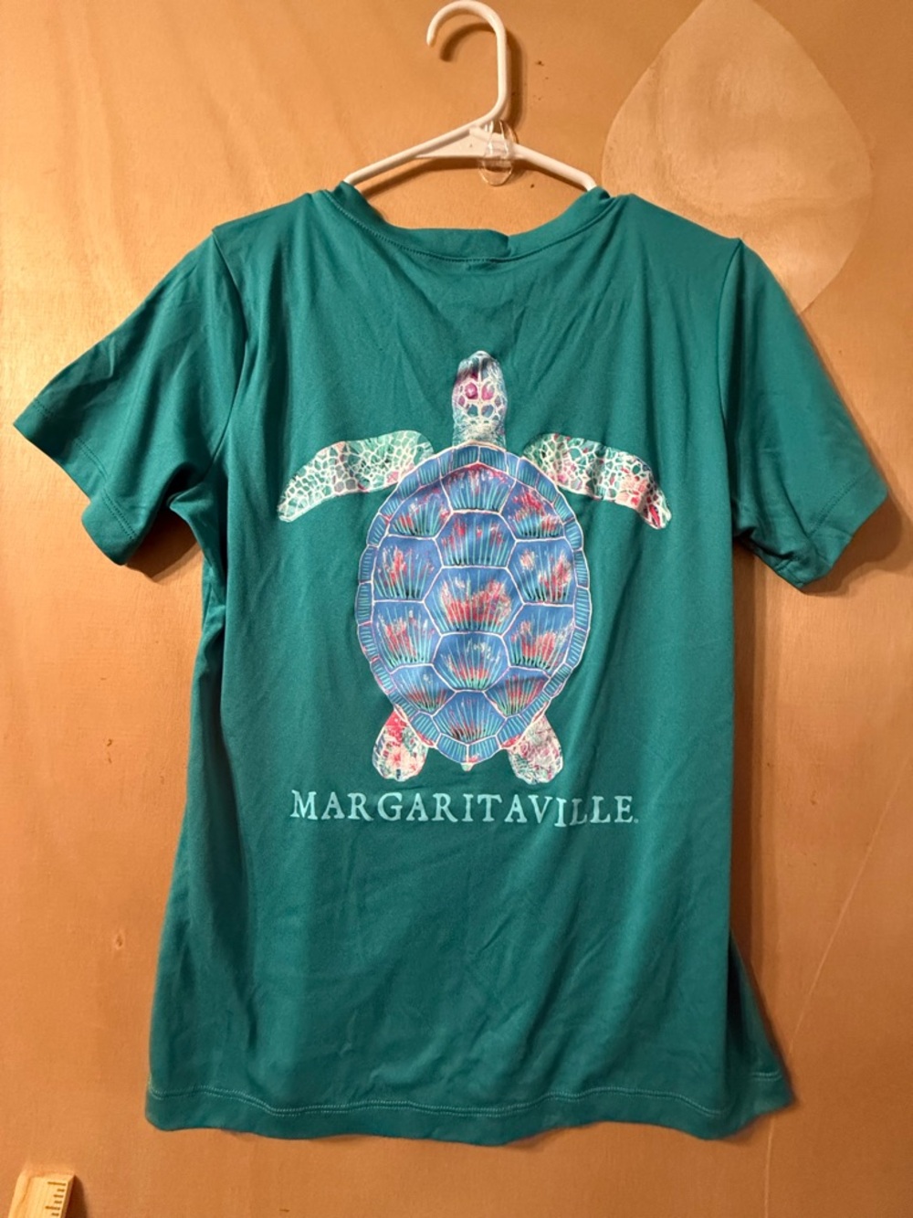Margaritaville Sea Turtle Graphic Tee Teal Green Medium Like New woman to blame